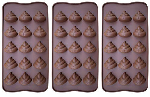 Cabilock 3 Stück 15 Süßigkeitenform Silikon Silikonformen Für Schokolade Poop Süßigkeiten Schimmel Kuchen Schokoladenform Süßigkeiten 3D Am Stiel Schokoladenbonbons