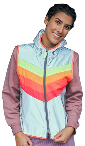 GOFLUO Darkflow S - Modische Reflektierende Warnweste ohne Ärmel - Reflektorweste mit Regenbogendesign - Sicherheitsweste für die Familie - Ideal für Radfahrer und Jogger