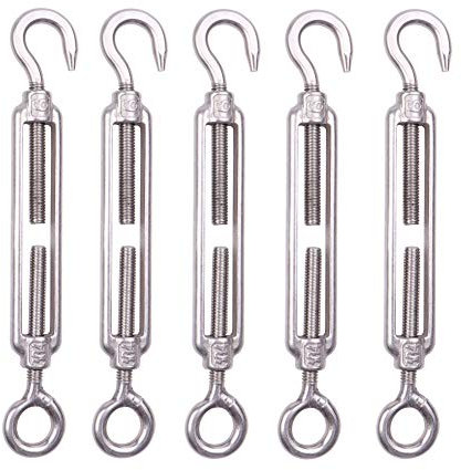 Houdao 5 Stück M6 Spannschloss Seilspanner Edelstahl 6mm Verstellbare Haken und Öse Drahtspanner für Gespannte Seil Kabel Waschen Zaundraht Rope und Seilzubehö