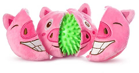 ZENAPOKI Hundespielzeug 3 in 1 Spielzeug Hund - Schwein - Hundespielzeug Welpen 3-in 1 mit 2 Plüschtieren & Ball für Hunde