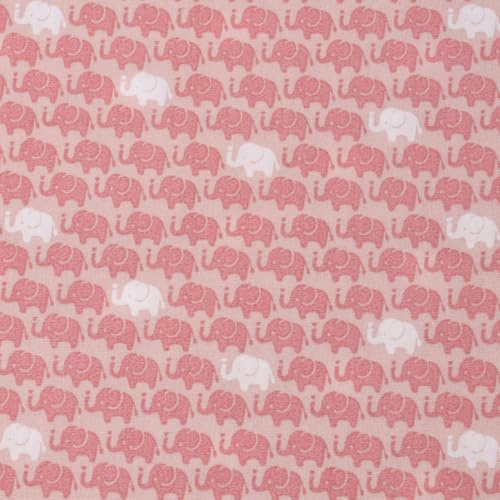 Baumwollstoff Meterware Popeline Elefanten klein rosa weiß 150 cm