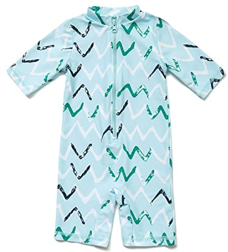 BONVERANO Bébé Maillot Bain UPF 50+ Protection Solaire Fermeture Éclair (Bleu 2, 3-6 Mois)