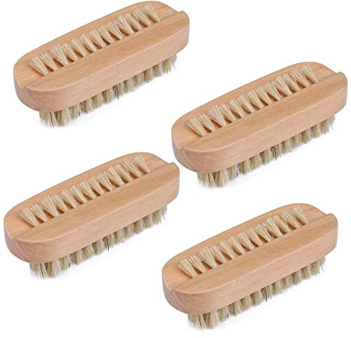 Naturborsten, Maniküre-Nagelbürste, Holz doppelseitig, Maniküre Pediküre Pinsel, Nagelbadbürste Nagelreinigung, kleine Bürste (4 Stück)