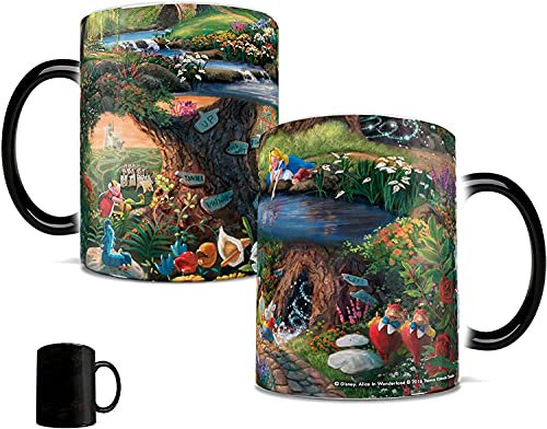 Giftme Thomas Kinkade Alice in Wonder Land Painting Heat Reveal Birthday Coffee Tea Mug Unique Magic Mug Ceramic Mug.