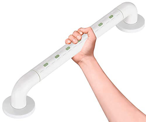 Haltegriff Dusche mit Fluoreszenz 48CM, aus Handlauf Nylon & Edelstahl, Bad & Dusch WC Anti-Rutsch, Sicherheit Badewannengriff für Senioren, Schwangere, Kinder, Behindert