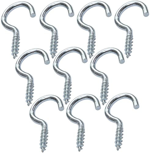Aerzetix - C47862 - Set di 10 pezzi - gancio a vite in legno - Ø2.3x25mm - acciaio zincato - fai da te - utensili di montaggio/ferramenta