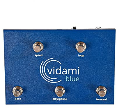 Vidami Blue Hands Free YouTube Video Looper, Page Turner, and DAW Controller for PC, Mac & iPad/iPhone - Foot pedal controller for Video Looping - Helps Musicians Learn, Perform, and Create Music