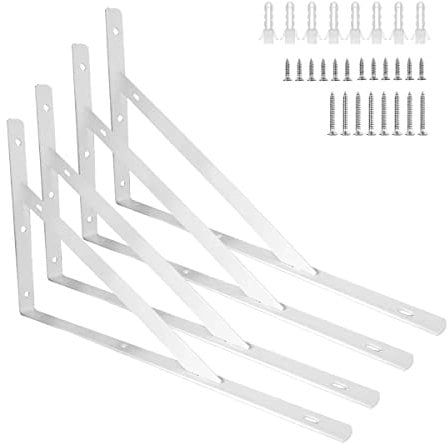 4 Stück Regalwinkel Weiss Regalhalter Für Holzregale Wandmontage Regalbrettern Wand-Winkel Dreieckig Regalträger Regal-Halter Stahl massiv 90 Grad Regalwinkel Schwerlast für Bücher Büro