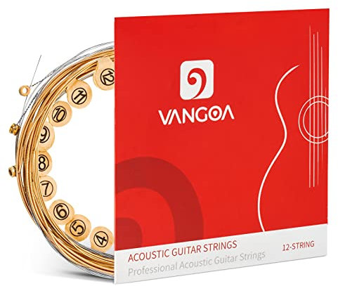 Vangoa Gitarrensaiten für 12-saitige Akustikgitarre, 85/15 Bronze, vakuumversiegelte Verpackung, langlebig, akustisch, 12-saitig, Kugelende, leicht, 10-46