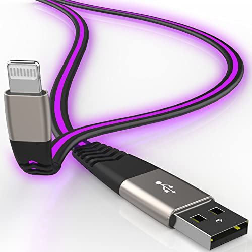 Gantok [Apple MFi Certified iPhone Charger, Led Breathing Light Lightning Cable Fast Charging Cord Compatible iPhone 14 Pro Max13/12/11 Pro Max/Mini/XS MAX/XR/XS/X/8/7/Plus iPad AirPods 6ft,Purple