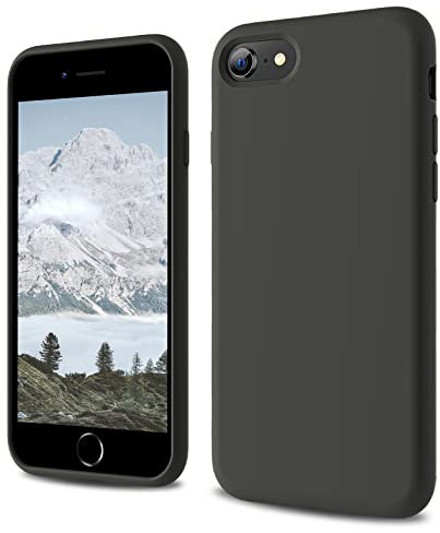 CALOOP Designed for iPhone SE Case 2020/2022, iPhone 8/7 Case, Liquid Silicone Full Body Protective Covered Silky-Soft Anti-Scratch Gel Rubber Slim Shockproof Cover 4.7 inch, Space Gray