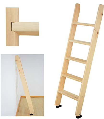 Etagenbett Leiter Hochleistungs -Etagenleiter für Wohnmobilbett, Holzwohnheim -Loft -Stiefleiter mit Gummi -Pads, Ersatzklettern Sie Twin Leiter für Bauernhaus, Einfache Montage (Size : 5 Step 150cm