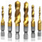 Mesee 6 Stück HSS Gewindebohrer Set, Metrisches Gewindebohrer-Set, Titanbeschichteter Gewindebohrer, 1/4Sechskantschaft Metrischen Gewindebohrer Halter Schneidwerkzeug für Holz Kunststoff Aluminium