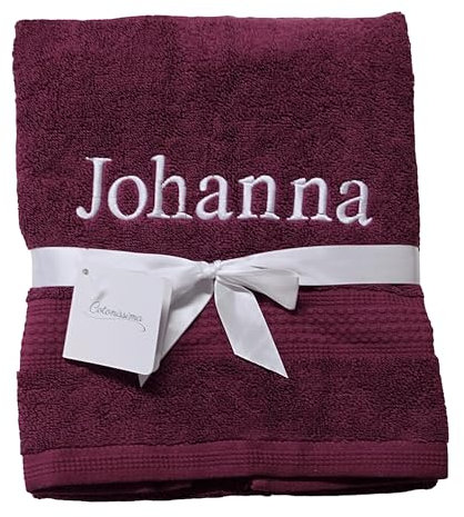 KIDDI-MEDIA Handtuch/Duschtuch/Gästetuch mit personalisierter Bestickung wie z.B. Name/Verschiedene Größen und Farben | 100% Baumwolle Frottier (50 x 100 cm, Bordeaux)
