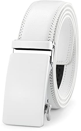 guvoosm Gürtel Herren,Leder Automatik Gürtel Für Herren Business Anzug -3,5cm Breite-51-125-White