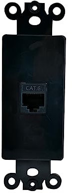 BUPLDET 1 Port CAT6 Ethernet Insert Wall Plate Black - CAT 6 RJ45 Jack Decora Insert Cover Plate for Midsize/Oversize Decorator Wallplate - Black