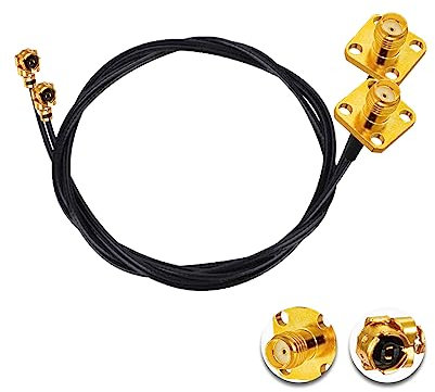 Vecys 2PCS U.F.L1 zu SMA Kabel U.F.L1 zu SMA Buchse Flansch Panel Mount 1.13mm Mini-Koaxial Pigtail Kabel 20 /50CM für Wireless Router Mini PCIE Netzwerkkarten PCI Wi-Fi WAN Repeater