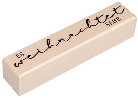 Rayher Stempel Holz Es weihnachtet sehr, 2 x 10 cm, Stempel Weihnachten, Holzstempel zum Gestalten von Karten, Umschlägen, Geschenken, Motivstempel, Butterer Stempel, 29255000