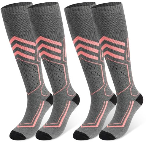 ytorgr Skisocken,2 PAAR Skisocken für Warm Herren,Wärme Pillingfrei Rutschhemmend Atmungsaktiv Schützt die Knie, Elastischer Stoff Schneesocken Weich