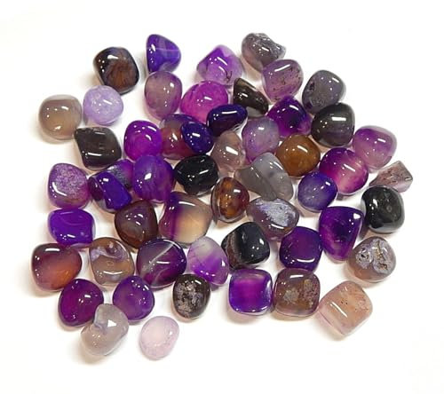 50 stück Achat Edelsteine Halbedelsteine Perlen 9mm ~ 15mm Trommelsteine Edelstein Halbedelstein für Edelsteinspiel zur Schatzsuche und Dekoration (Lila Violett)