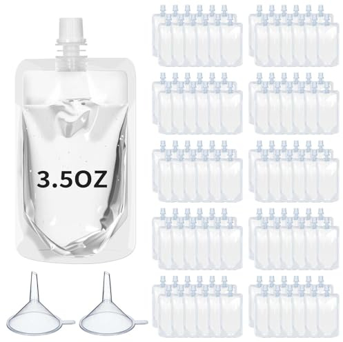 Meanplan 100 Pcs Plastic Pouches Bulk Squeeze Pouch,3.5 Oz,Straight Mouth