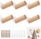 6 Stück Holz Kleiderhaken Natürliche Holz Wandhaken, Rund Holz Kleiderhaken Buche Haken 45° Haken Aufhänger für Mützen, Rucksack, Schals, Kleidung