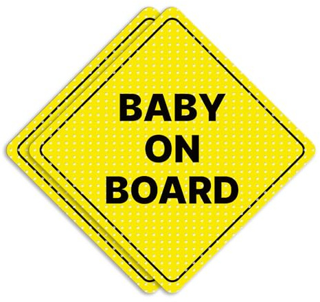GEEKBEAR Baby an Bord Auto-Schild - Aufkleber oder Magnet & Farboptionen, wetterbeständig - Rautenform 17,4 cm x 17,4 cm (Yellow, See-Through Sticker)