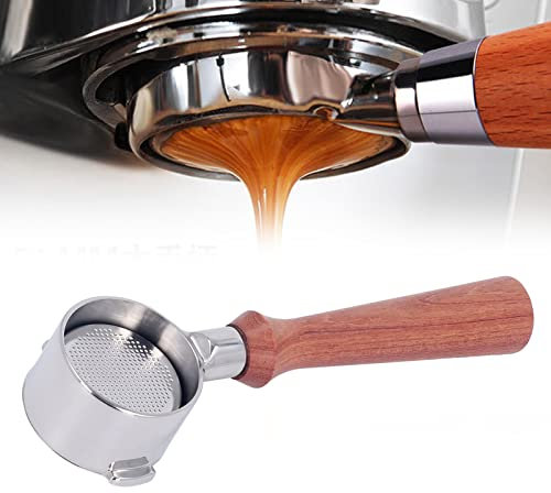 NirWa 51 mm Siebträger, 2 Ohren, bodenloser Kaffeegriff, Kaffeemaschinenteile, Edelstahl für Delonghi ECO310 (F-Typ brasilianisches Palisander)