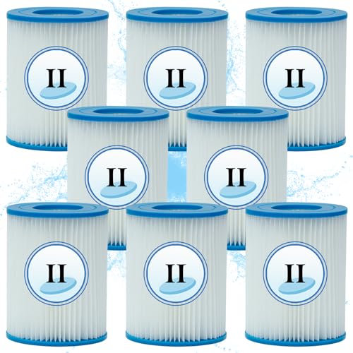 Denkmsd Lot de 8 Cartouches filtrantes Type II, pour Bestway 58094, pour Filtre de Piscine, Filtre de Rechange pour Bestway Type II, pour Bestway 58383, Cartouche filtrante Type II