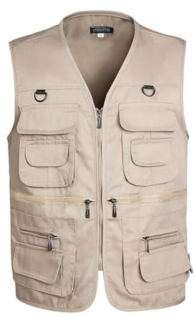 LBL Men's Fishing Vest Outdoor Work Safari Travel Vest Multi Pockets Waistcoat Camping Hunting Photography Outerwear Gilet JW612 Khaki M