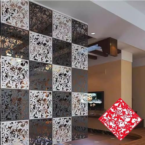 Raumteiler Hängende Raumtrenner Von Der Decke, Hängender Bildschirm Trennwand Mit Schmetterlingsblume/Home Office Decoratio Trennwand Für Schlafzimmer, Esszimmer, Hotel, Bar (Color : Red, Size : 18