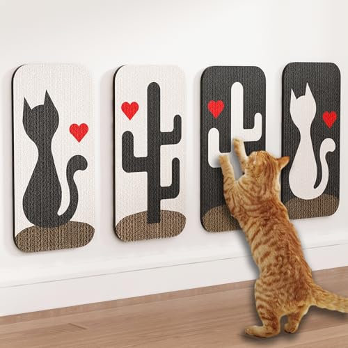 Megidok Cat Scratcher, 5 Pack Cat Wall Mounted Scratcher,Cute Scratch Pad for Cats Nail File,Couch Protector Scratching Posts for Indoor Cats Adults Cat+Cacti