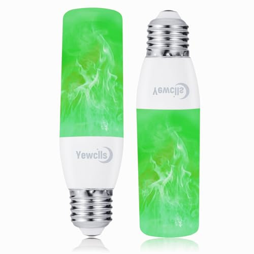 Yewclls Flammen Glühbirne E27 Flammeneffekt Licht, Flackernde Licht Effekt 3.5W LED Außenleuchte Flackerlicht für Halloween Haus Garten Bar Party Hochzeit Restaurant Valentinstag Deko (Grün-2pcs)