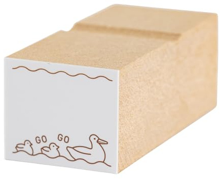 Hobonichi - Sello de marco (vamos a salir a salir), beige, blanco, rectangular, cuadrado, goma, 61 mm x 25 mm