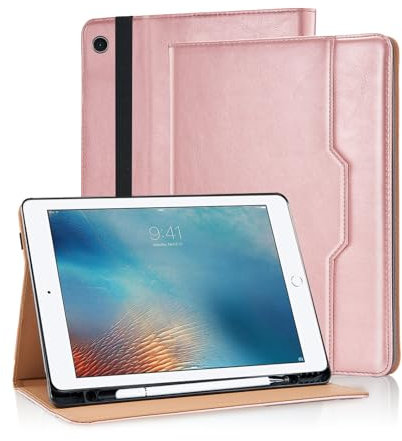 Vkooer Case for iPad Pro 9.7 2016 (Model: A1673 A1674 A1675) with Pencil Holder Canvas PU Leather Folio Cover with Auto Sleep/Wake Multi Angle Stand for iPad Pro 9.7 2016 Tablet - Grey