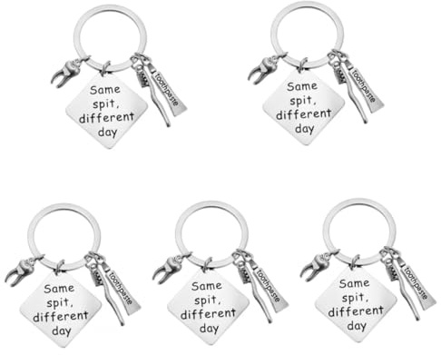 WRITWAA 5pièces Porte-clés Dentaires Inoxydable Charme De Dent Brosse à Dents Accessoire Créatif Pour à Pratique Pour Amoureux Des Soins Dentaires
