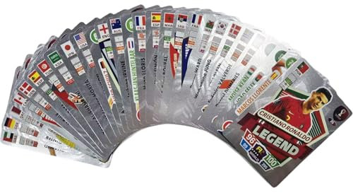 Umbrean 55 x Football Stars Silbrig Edition Kartenspiel für Kinder, Erwachsene, Partys, Geburtstage, Hochzeiten