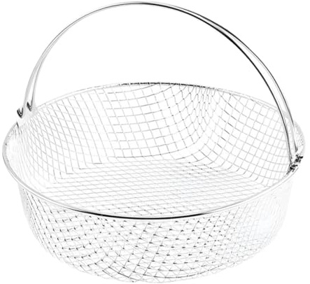PRETYZOOM Cesta para Freidora de Aire Acero Inoxidable Asa Ergonómica Cesta Ligera para Freír y Hornear Escurridor de Aceite Multiusos para Papas Fritas Bocadillos Pollo 21 X 16 X 6 Cm