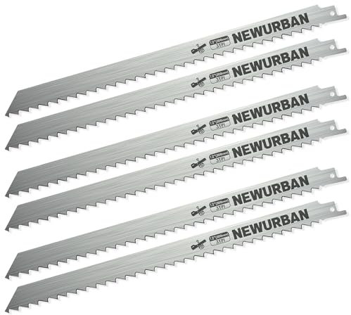 NEWURBAN Paquet de 6 Lames de Scie Alternative en Acier Inoxydable pour la Coupe de Nourriture d'Os de Viande Congelée 12 po (300 mm) / 3TPI - 6 pièces