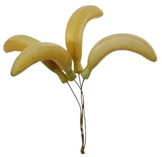 artplants.de Dekoobst Obst Banane AUNO mit Draht, gelb, 7,5cm, Ø1,5cm | 6 Stück - Künstliches Obst
