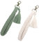 Macramé Porte-Clés Femme Boho Tressé, 2 Pièce Porte Clef Pompon Fait Main, Blanc Cassé&Vert Porte Clé Stitch Pour les Clés, les Clés De Voiture, les Téléphones Portables les Pendentifs De Sac