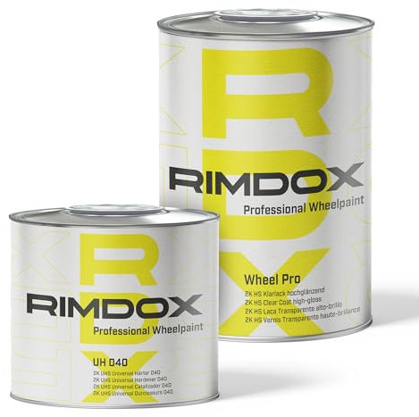 RIMDOX - Felgen Klarlack | 2K- High-Solid | 1L Klarlack Wheel Pro hochglänzend + 0,5L Härter | kratzfest, transparent, wasserfest, benzinresistent | 100% Made in Germany