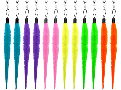 12 Stück Katzenwurmspielzeug Nachfüllungen, Katze Wand Spielzeug Ersatz Nachfüllung Katzenstab Spielzeug Ersatzminen Pelziger Schwanz Wurm mit Glocken Teaser Nachfüllungen für Katzen, Kätzchen