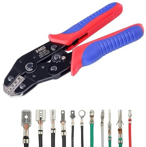 HKS SN-68B Crimpzange mit offenem Zylinder, 28–16 AWG (0,08–1,5 mm²) Ratschen-Draht-Crimper für JST-SH/GH/ZH/PH/XH/SM, Dupont, Molex, TE, PCIE, SATA-Terminals