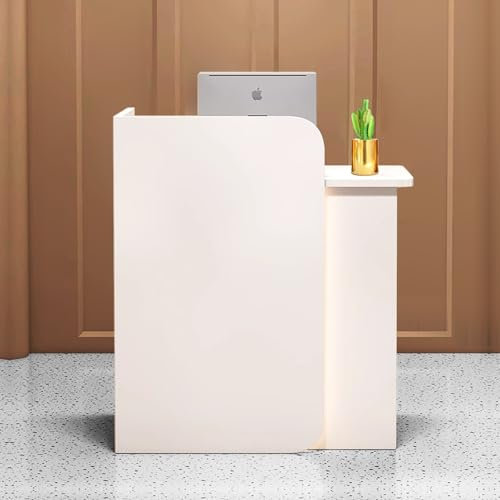 LLZJDDPLY Empfangstheke mit LED-Leuchten, theke mit abschließbarer Schublade, moderner tresen für die Hotellobby im Supermarkt(White,80cm/31in)