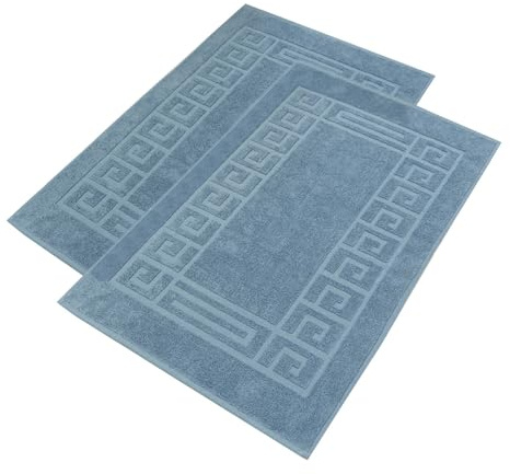 nice homeit – Set 2 Tappeti da Bagno in Spugna - 100% Cotone - Tappetini da Bagno per Doccia di Alta Qualità – Extra Morbidi, Assorbenti e Lavabili in Lavatrice - Made in Italy (Blu, 60 x 90 cm)