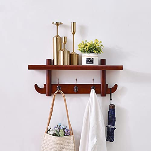 Wandgarderobenhaken aus Holz mit Ablage – Stilvoller Garderobenbügel & Hutablage für Eingangsbereich, Küche, Bad – langlebige Aufbewahrungslösung für Mäntel, Hüte & Accessoires