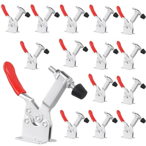 SYUTBOU 14 unidades de 14,2 x 5,3 cm de liberación rápida, palancas de sujeción plateadas con mango rojo, tensor horizontal para taller, industria