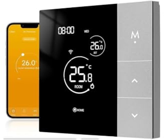 URPIZY Smart WiFi-Thermostat für Hydronische Heizungen: Programmierbar, Kompatibel mit TUYA und SMART Life, Fernsteuerung per App, Schwarz
