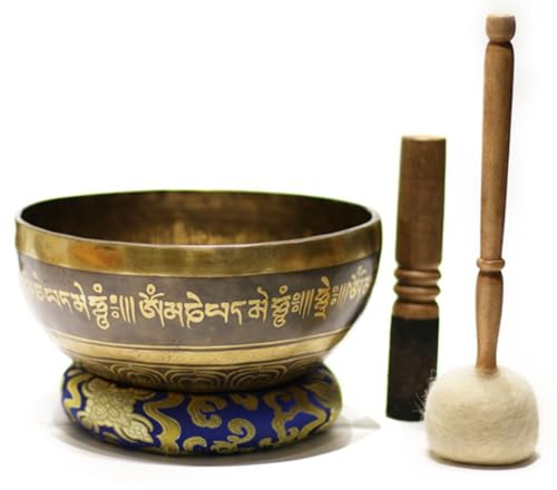 Tibetansk klangskål i brons, meditation, yoga, dekoration, för ljudterapi (18 cm)